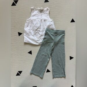 Easy Peasy|Baby girl,toddler outfit-White eyelet Top & Sage Green wide leg pants